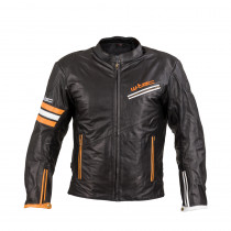 Kožená moto bunda W-TEC Brenerro, Black-Orange-White, S