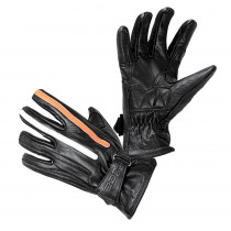 Moto rukavice W-TEC Classic, černá s oranžovým a bílým pruhem, S