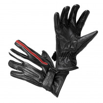 Moto rukavice W-TEC Classic, Jawa černá s červeným a bílým pruhem, S