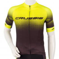 Cyklistický dres s krátkým rukávem Crussis CSW-056, černá-fluo žlutá, S