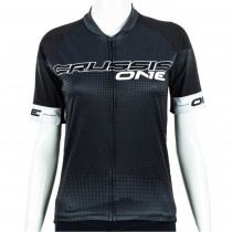 Dámský cyklistický dres s krátkým rukávem Crussis ONE CSW-059, černá/bílá, L