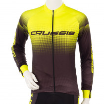 Cyklistický dres s dlouhým rukávem Crussis CSW-060, černá-fluo žlutá, S