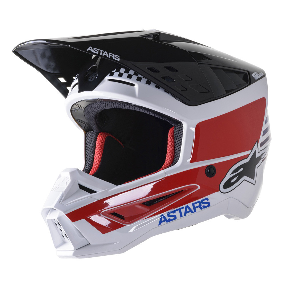 Moto přilba Alpinestars S-M5 Speed bílá/tmavá modrá/červená lesklá