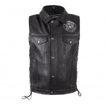 Kožená moto vesta W-TEC Highstake, Black, L