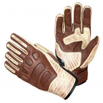 Kožené moto rukavice W-TEC Retro Gloves, hnědo-béžová, S
