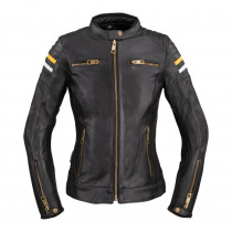 Dámská kožená moto bunda W-TEC Stripe Lady, černá, XS