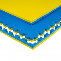 Puzzle tatami podložka inSPORTline Malmeida 100x100x4 cm, modro-žlutá