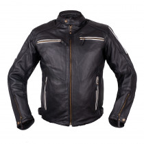 Kožená moto bunda W-TEC Helsin, černo-bílá, S