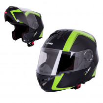 Výklopná moto helma W-TEC Vexamo, černo-zelená, XS (53-54)