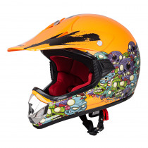 Dětská moto přilba W-TEC V310, Zombie Neon Orange, L (53-54)