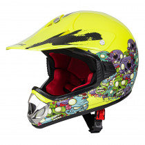 Dětská moto přilba W-TEC V310, Zombie Neon Green, S (49-50)