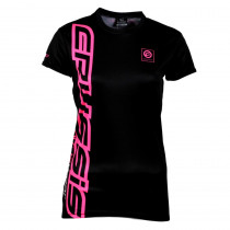 Dámské triko s krátkým rukávem CRUSSIS černo-fluo růžová, černo-růžová, XS