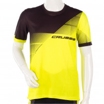 Pánské sportovní triko s krátkým rukávem Crussis, černá/žlutá fluo, S