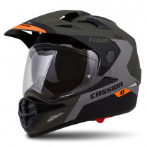 Moto přilba Cassida Tour 1.1 Spectre, zelená army matná/šedá/oranžová/černá, XL (61-62)